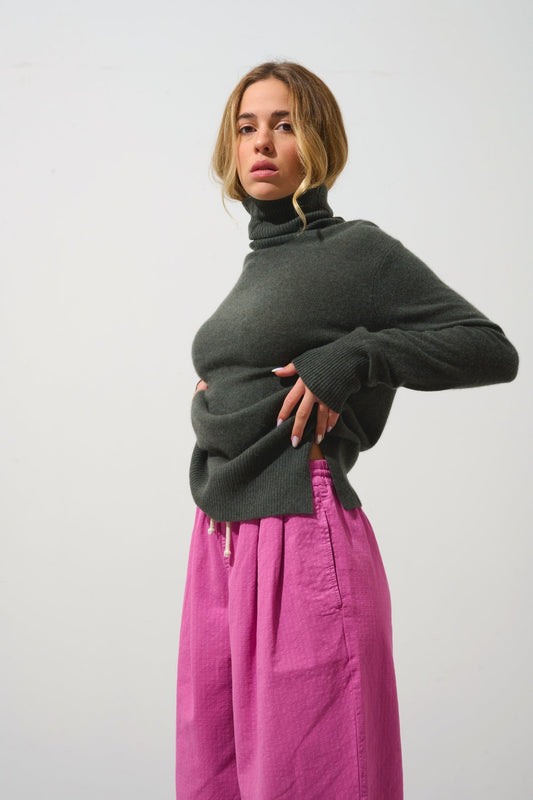 FORNET khaki turtleneck sweater 100% cashmere
