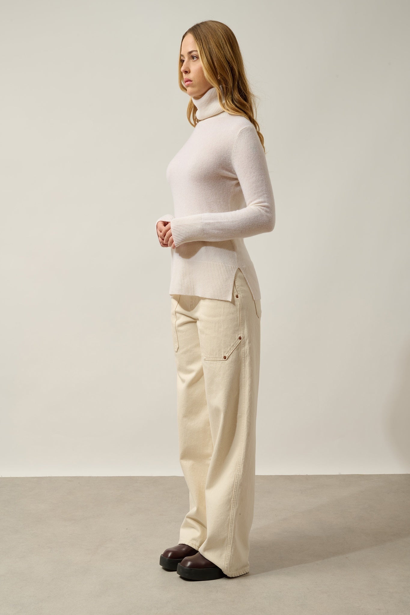 FORNET Rollkragenpullover Schnee 100% Kaschmir