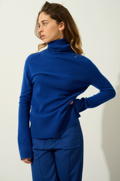 FORNET ultramarine turtleneck sweater 100% cashmere - Authentic