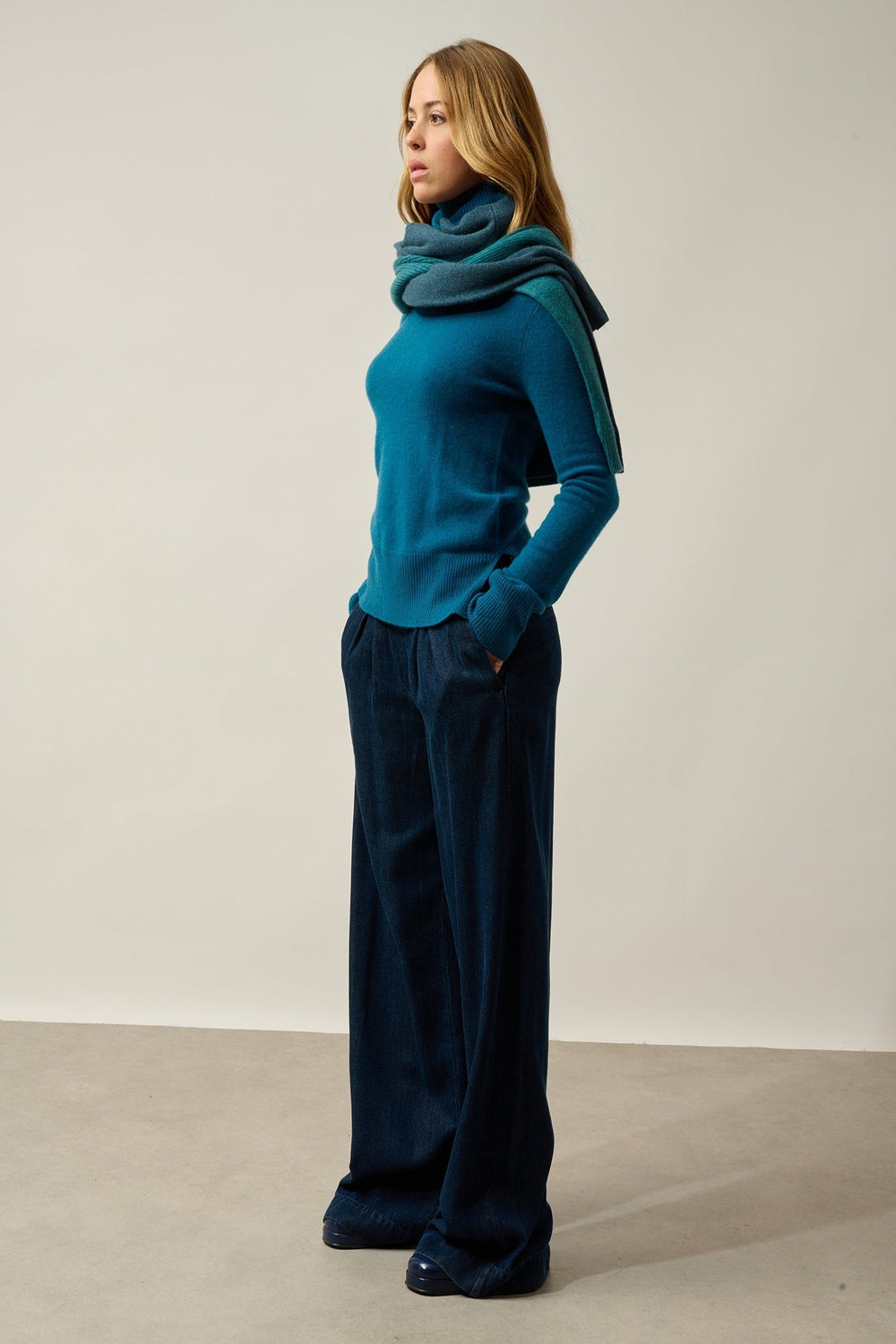 FORNET peacock turtleneck sweater 100% cashmere