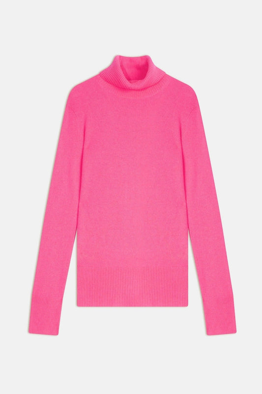 fornet pull col roulé rose fluo 100% cachemire