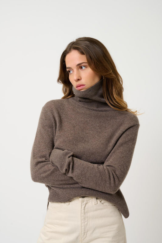 FORNET taupe turtleneck sweater 100% cashmere