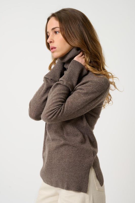 FORNET taupe turtleneck sweater 100% cashmere