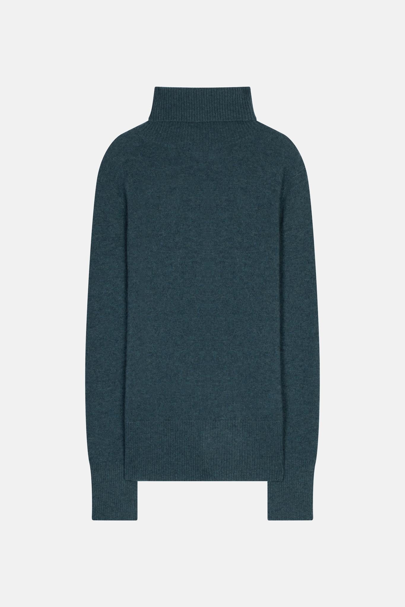 FORNET pull col roulé vert canard chiné 100% cachemire