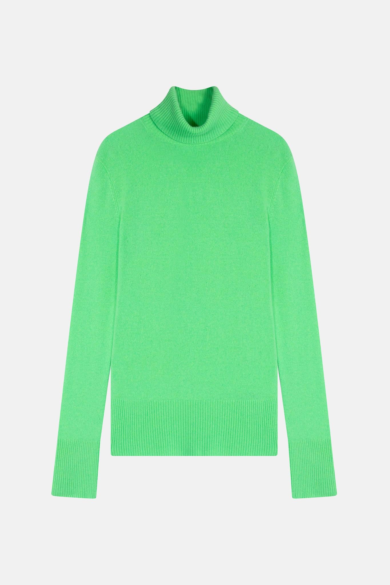 FORNET pull col roulé vert fluo 100% cachemire