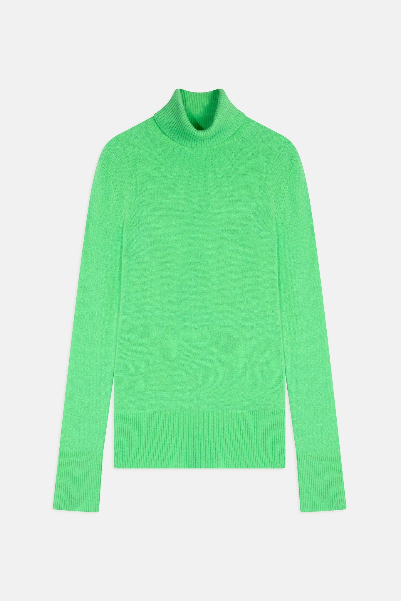 fornet pull col roulé vert fluo 100% cachemire