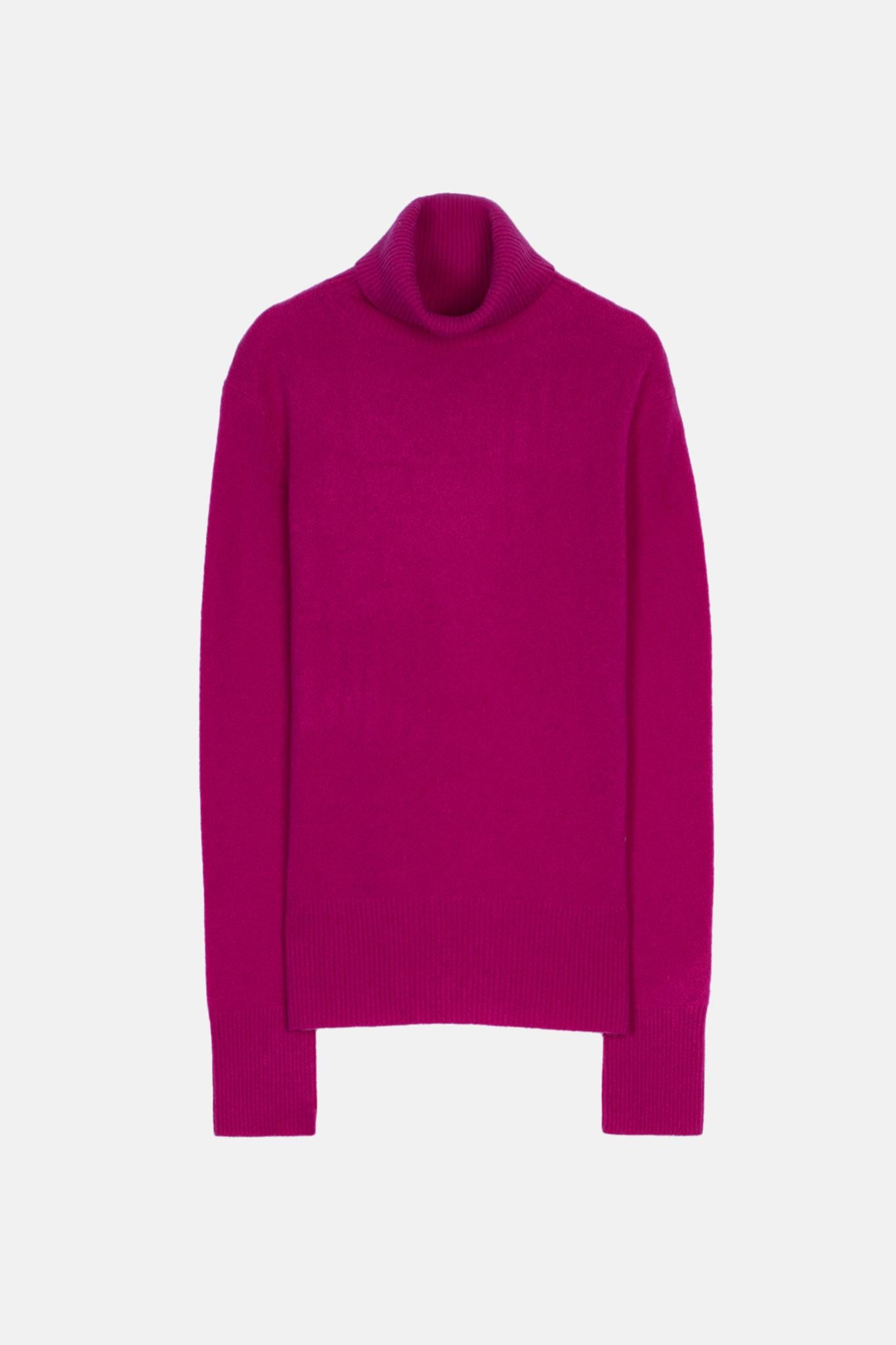 FORNET pull col roulé violine 100% cachemire