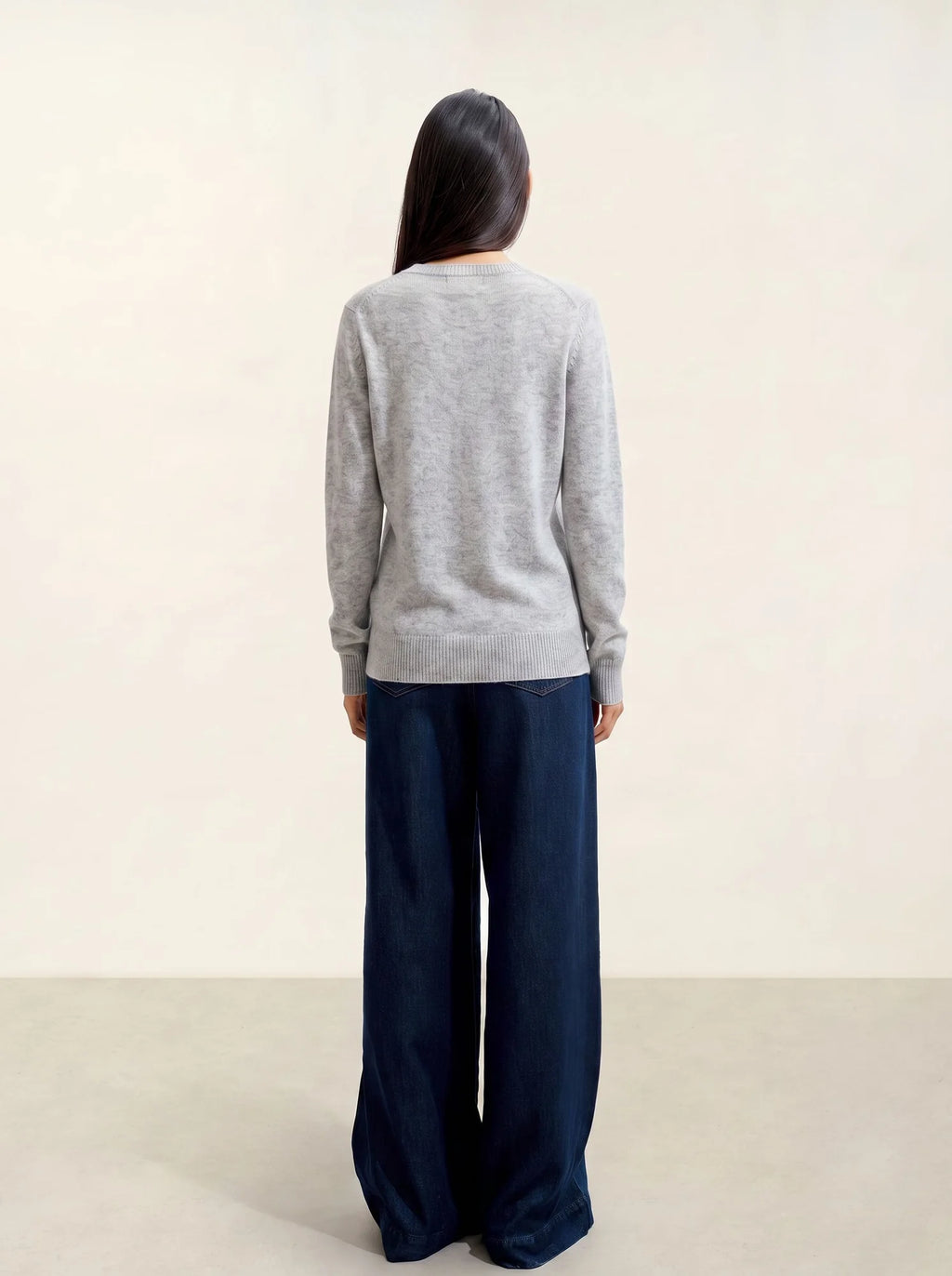CHELSEA Pull Col V 4 Fils Glacier Chiné