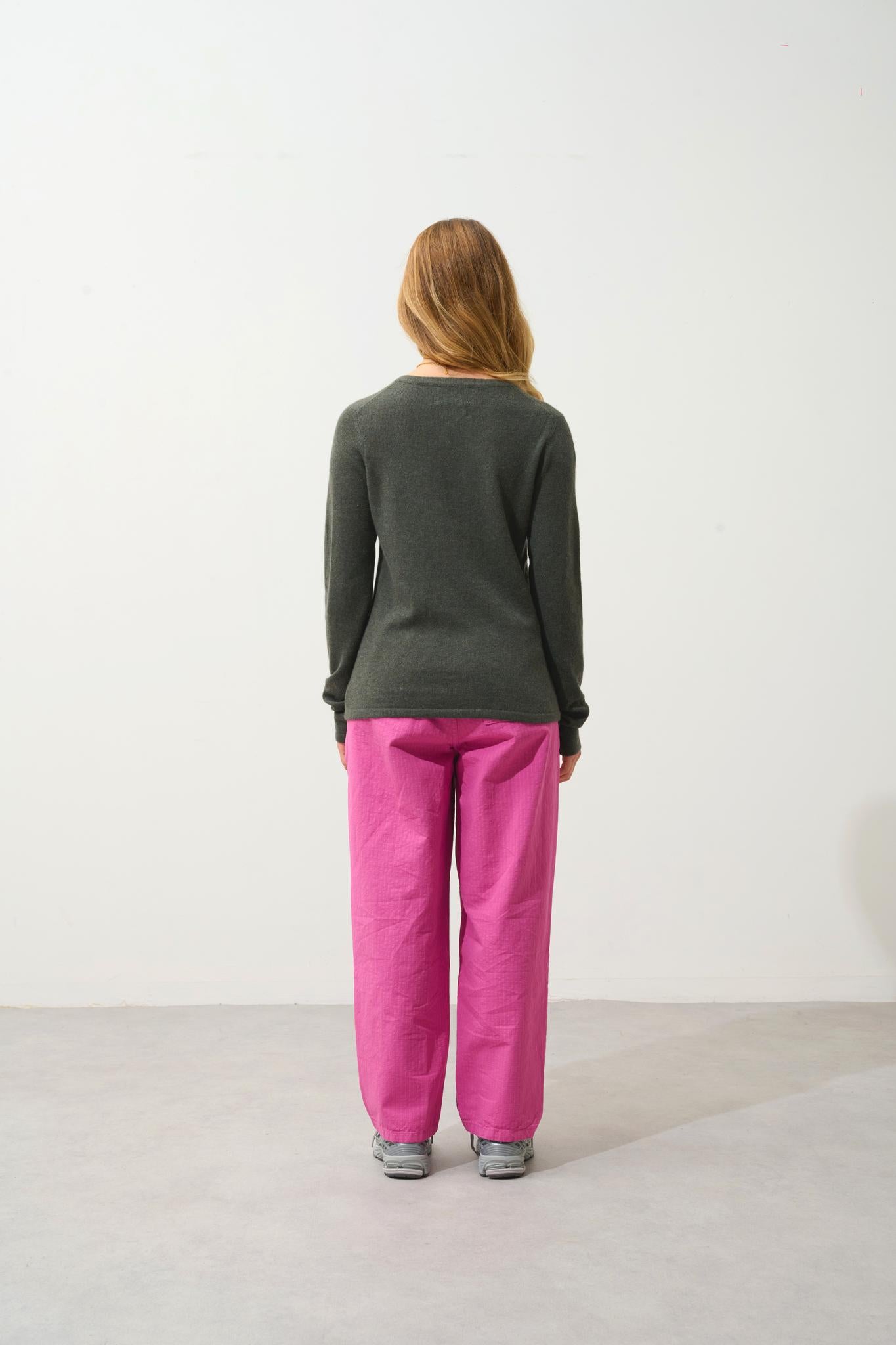 GABLE pull col v boutonné kaki chiné 100% cachemire