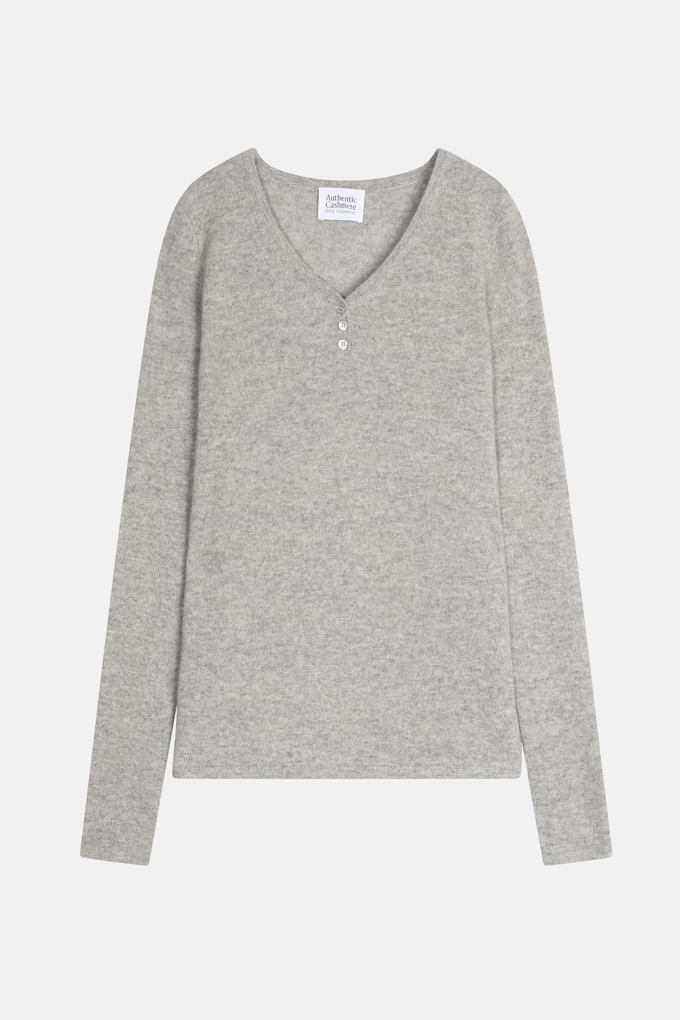 GABLE pull col v boutonné nuage chiné 100% cachemire