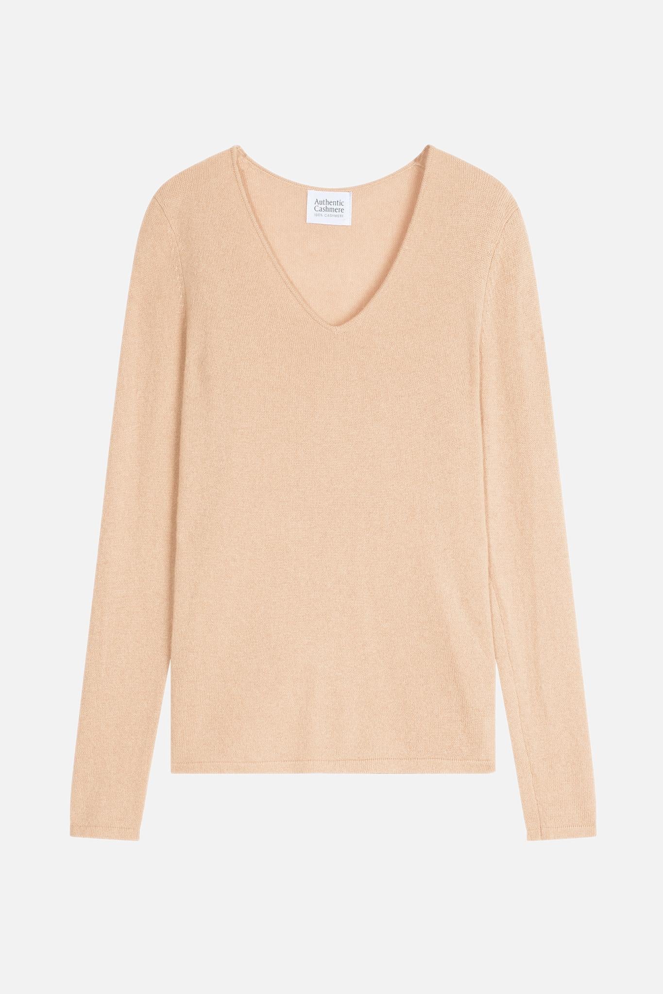GALISE Pullover mit V-Ausschnitt beige 100% Kaschmir