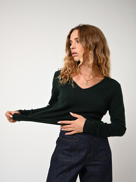 GALISE v-neck sweater cypress 100% cashmere