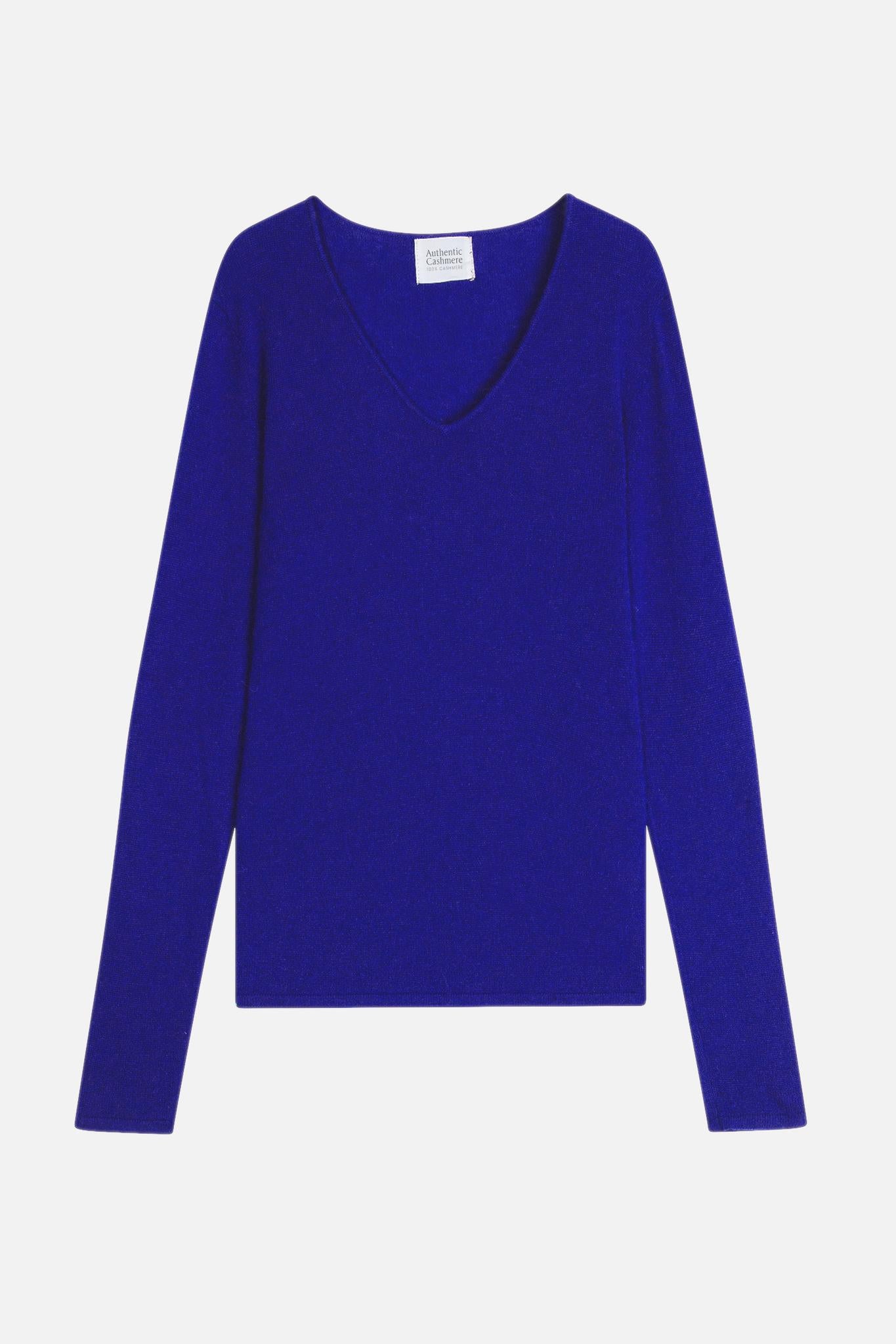 GALISE Pullover mit V-Ausschnitt Indigo 100% Kaschmir