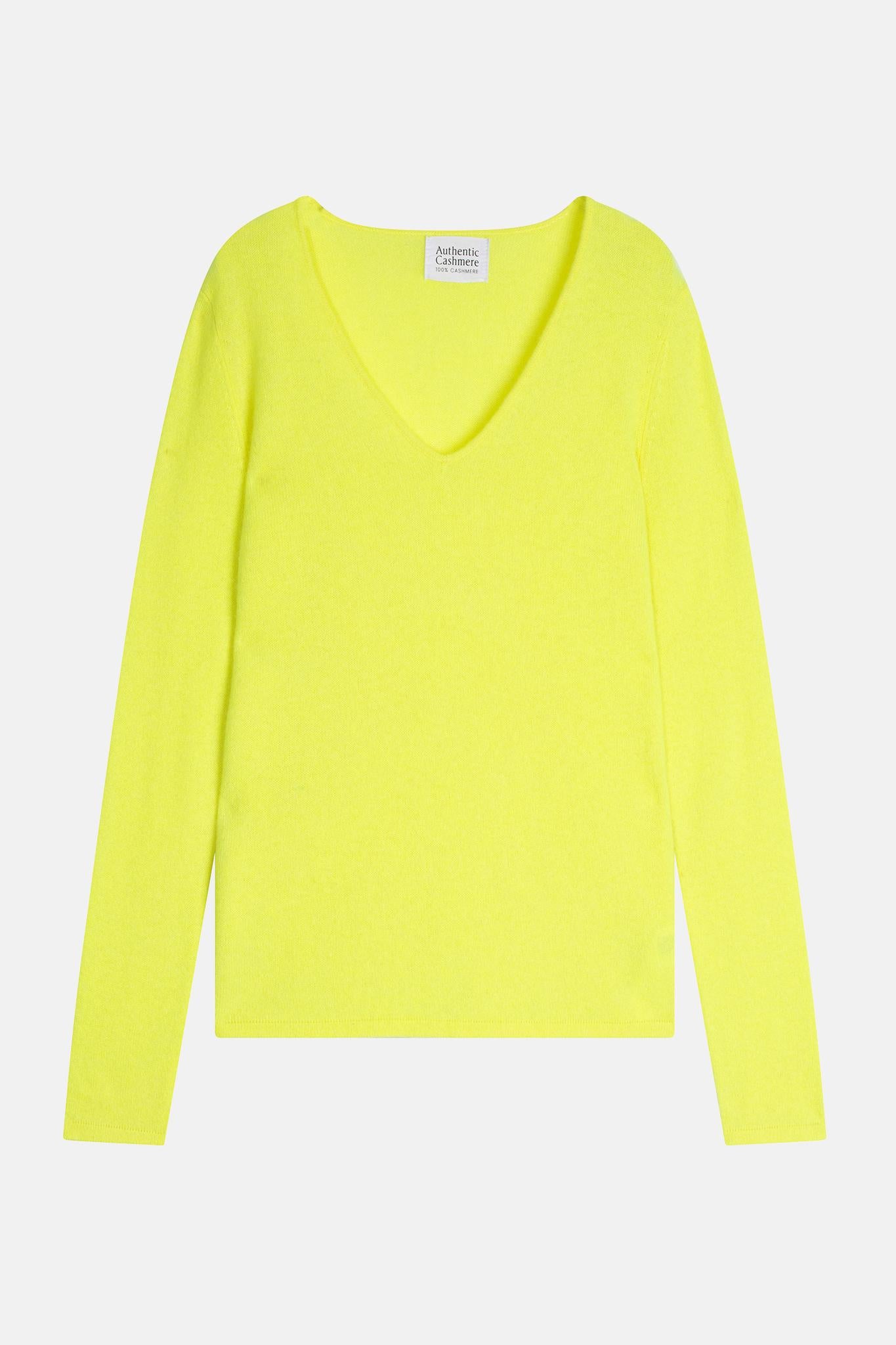 GALISE v-neck sweater neon yellow 100% cashmere