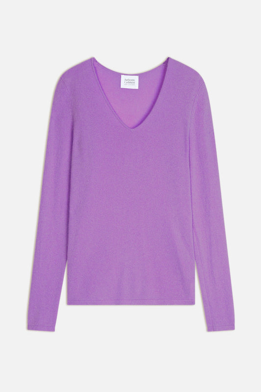 galise pull col v lilas 100% cachemire