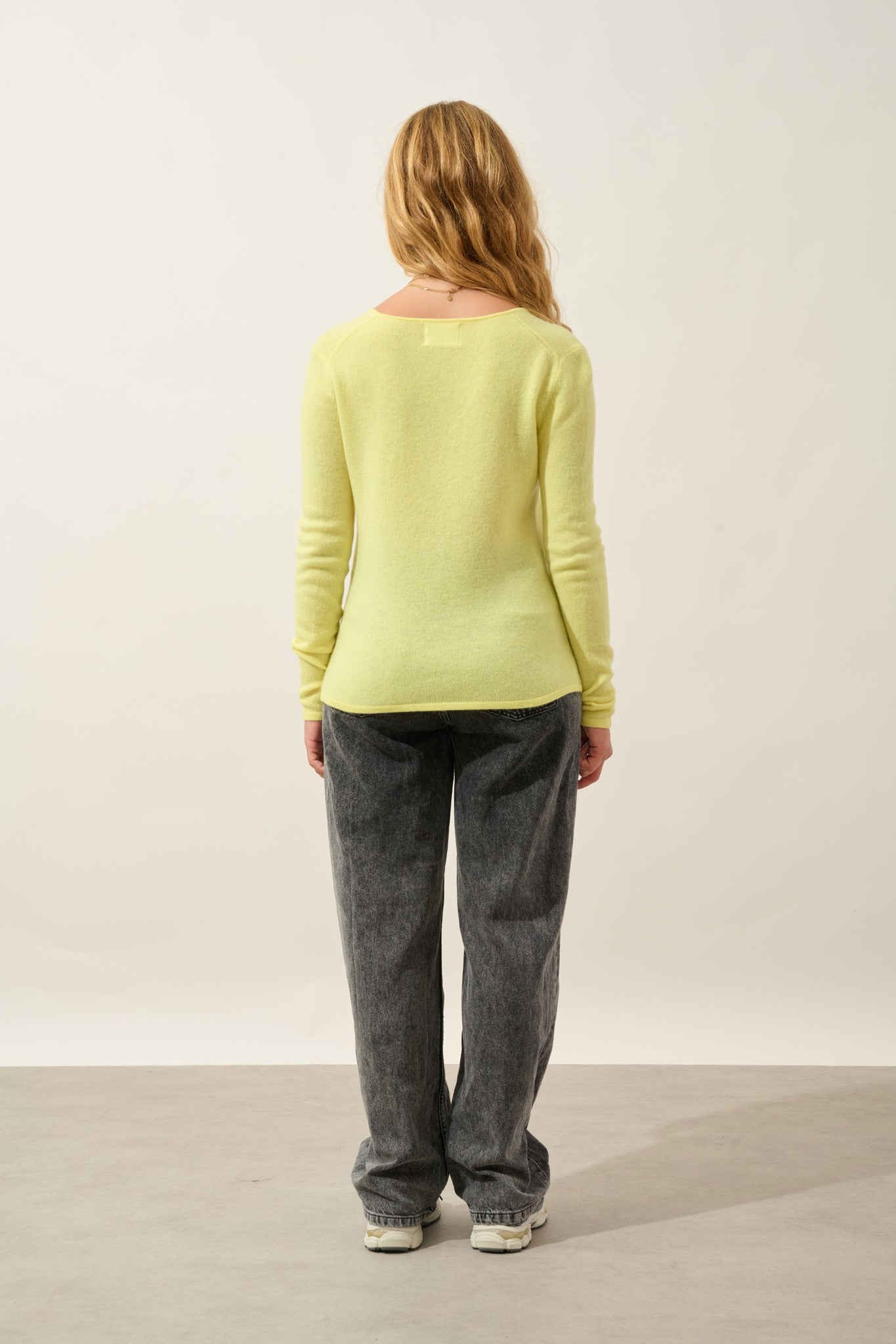 galise pull col v limonade fluo 100% cachemire