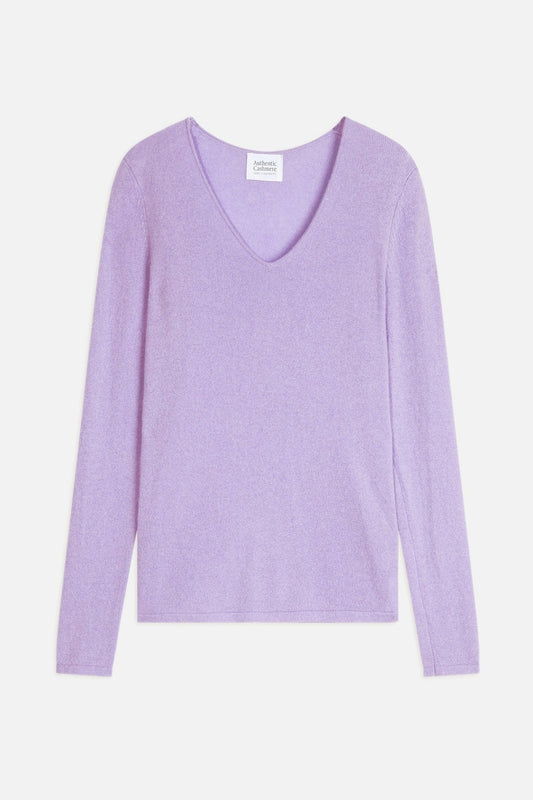 galise pull col v mauve 100% cachemire
