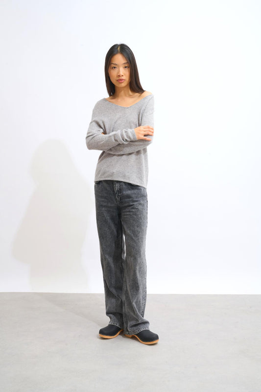 GALISE pull col v nuage chiné 100% cachemire