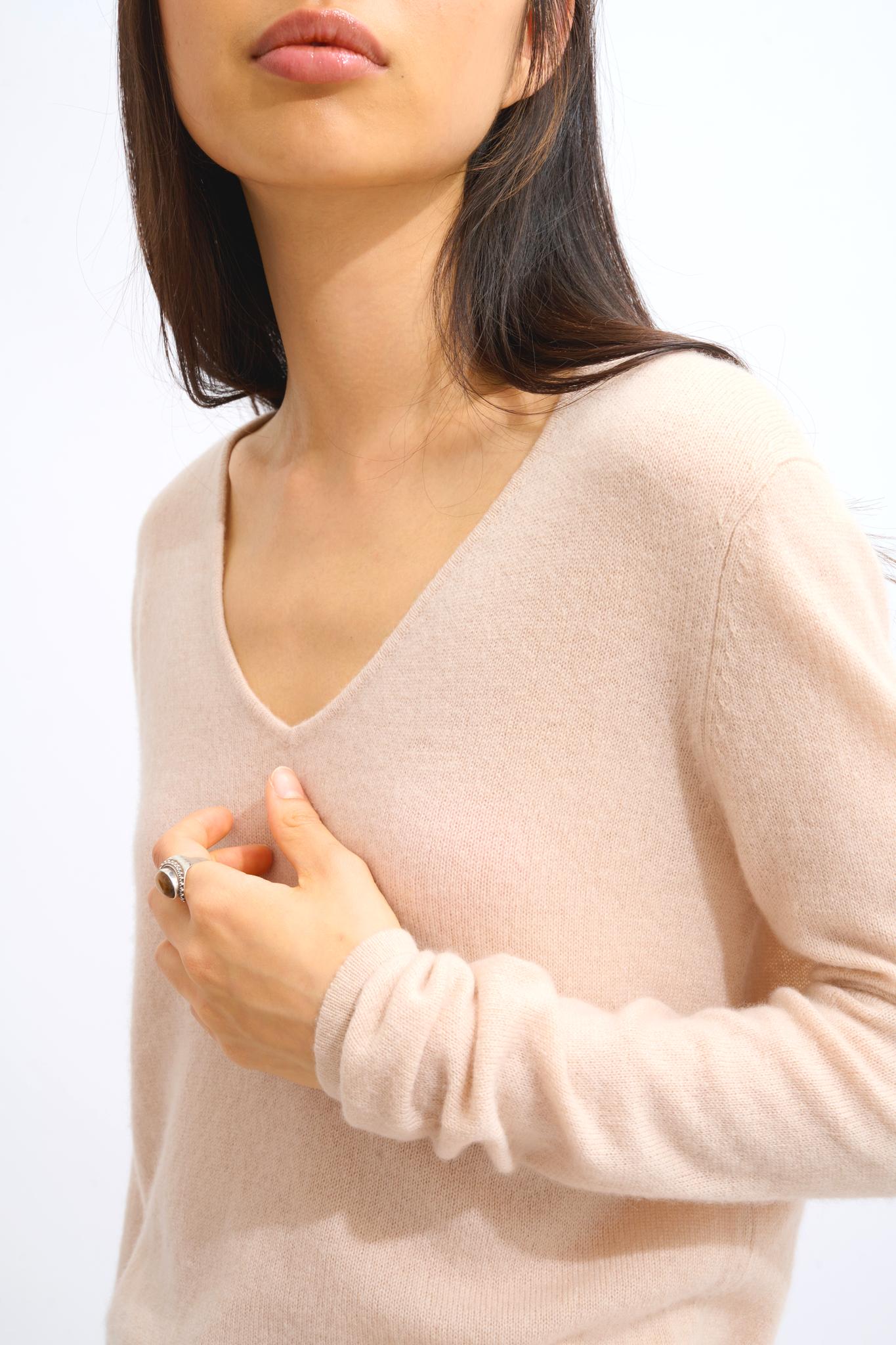 GALISE pull col v nude 100% cachemire