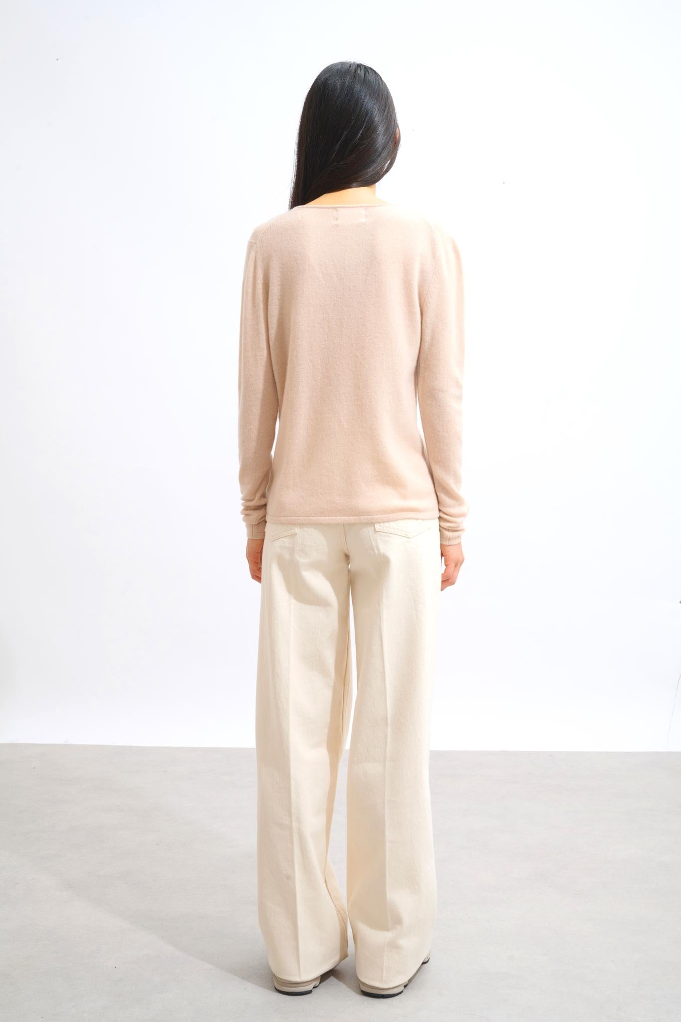 GALISE pull col v nude 100% cachemire