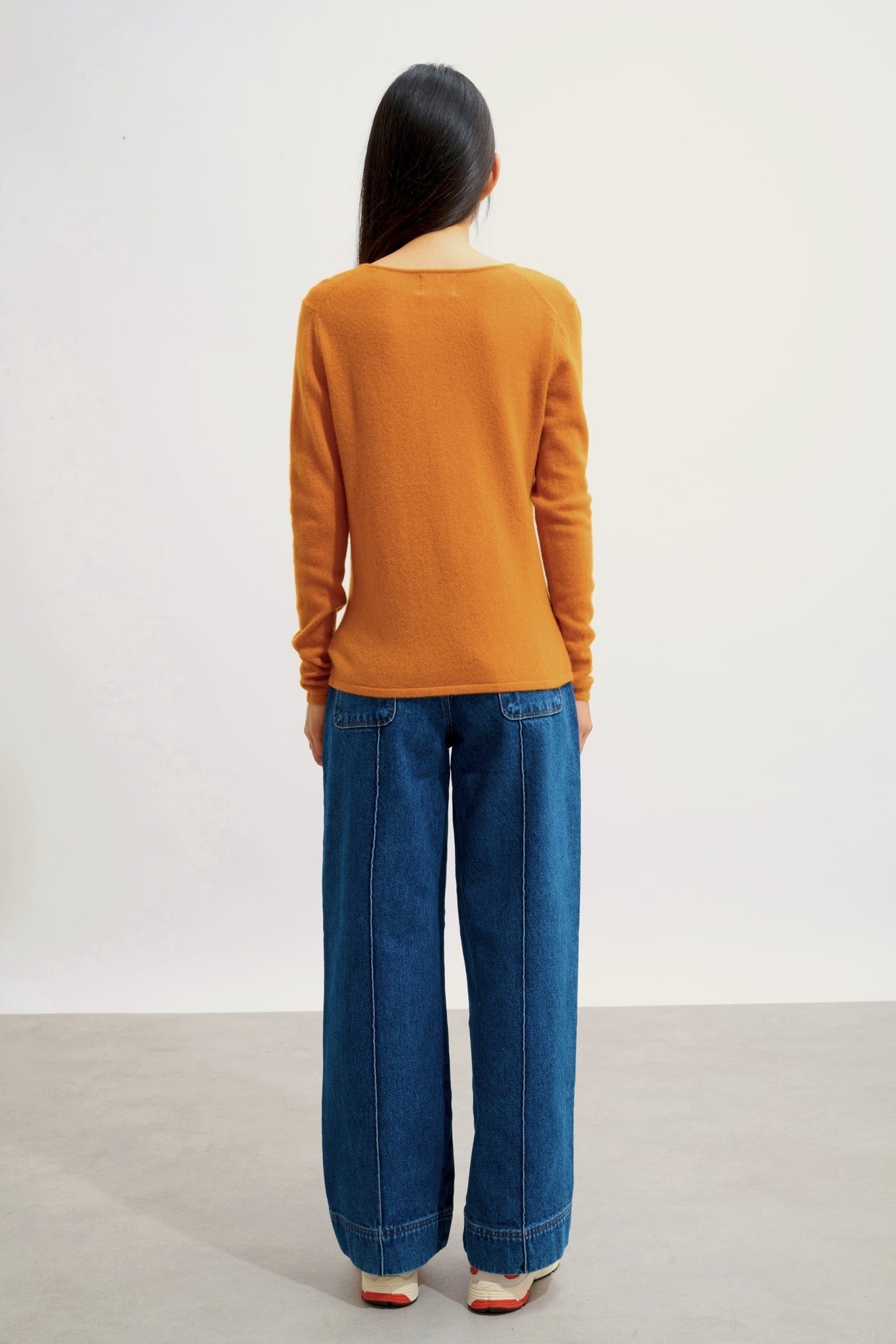 GALISE v-neck sweater ochre 100% cashmere