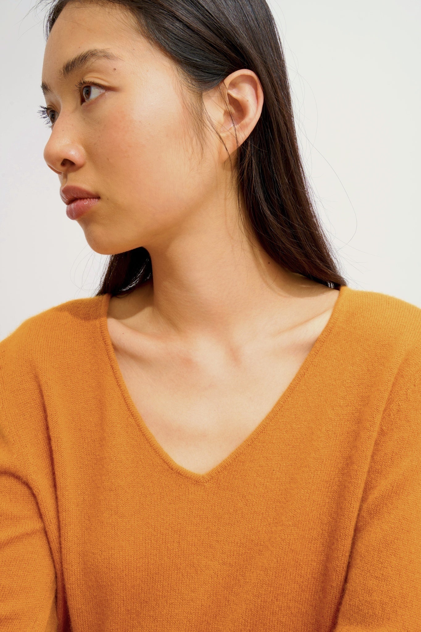 GALISE v-neck sweater ochre 100% cashmere