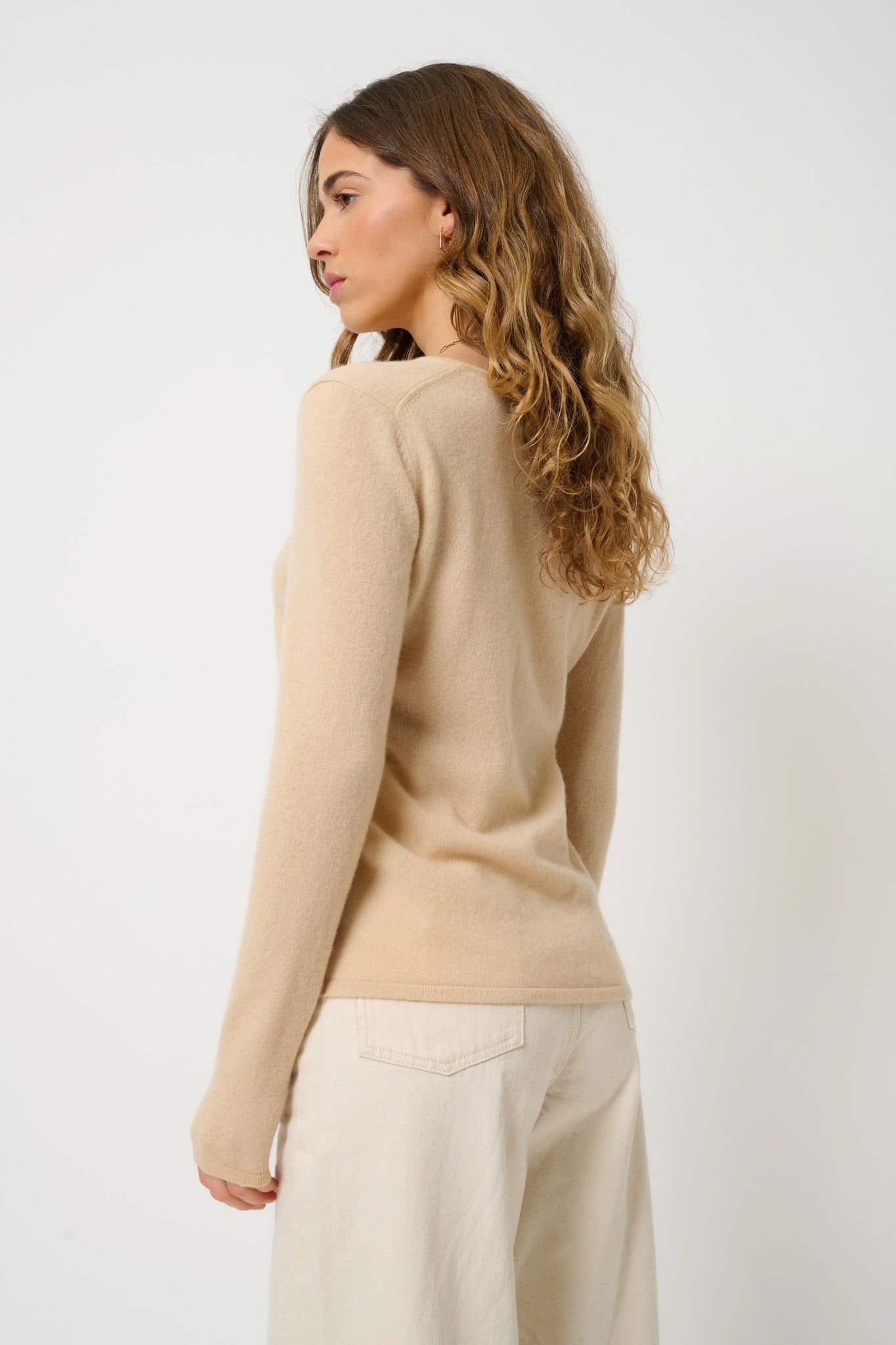 GALISE pull col v sable 100% cachemire