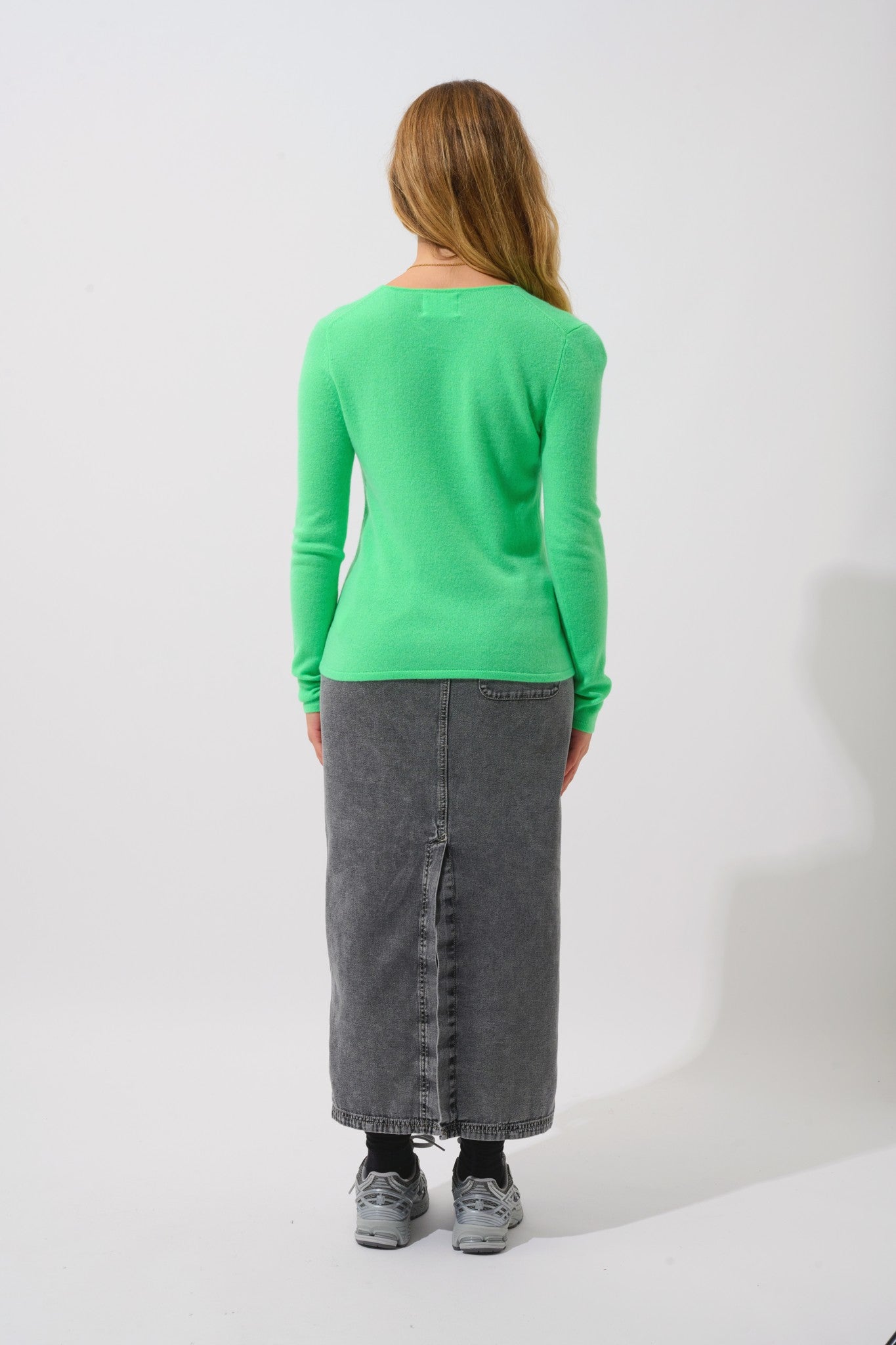 galise pull col v vert cactus 100% cachemire