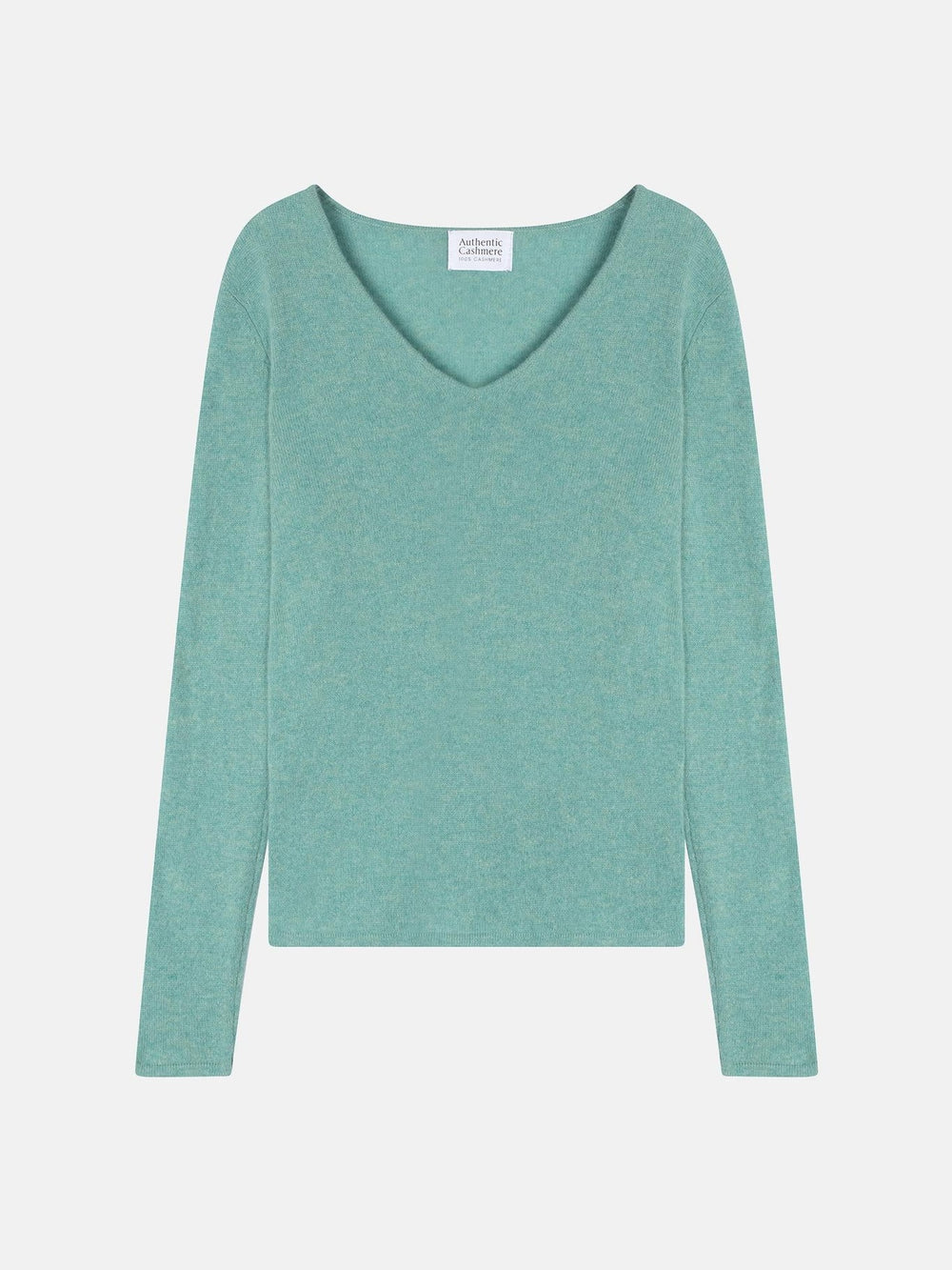 GALISE pull col v vert chiné 100% cachemire