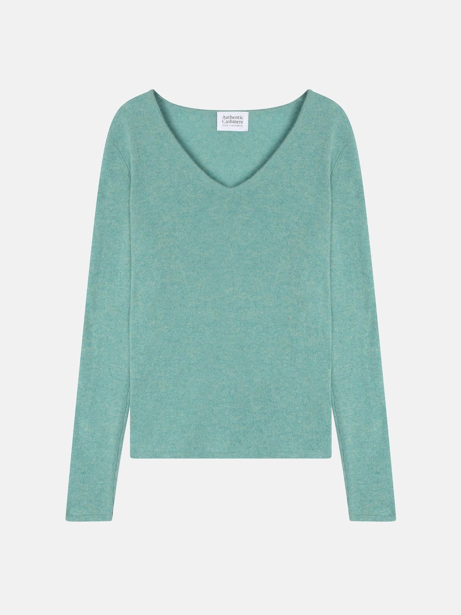 GALISE pull col v vert chiné 100% cachemire