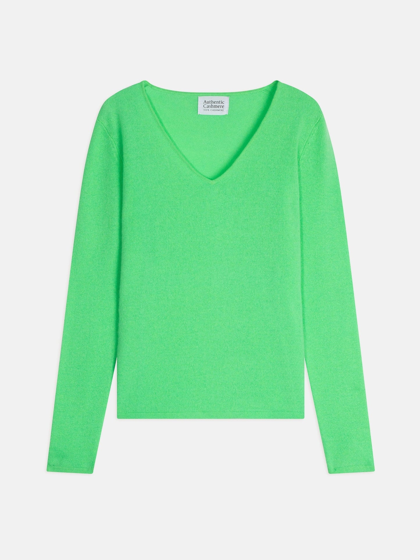 GALISE fluorescent green v-neck sweater 100% cashmere