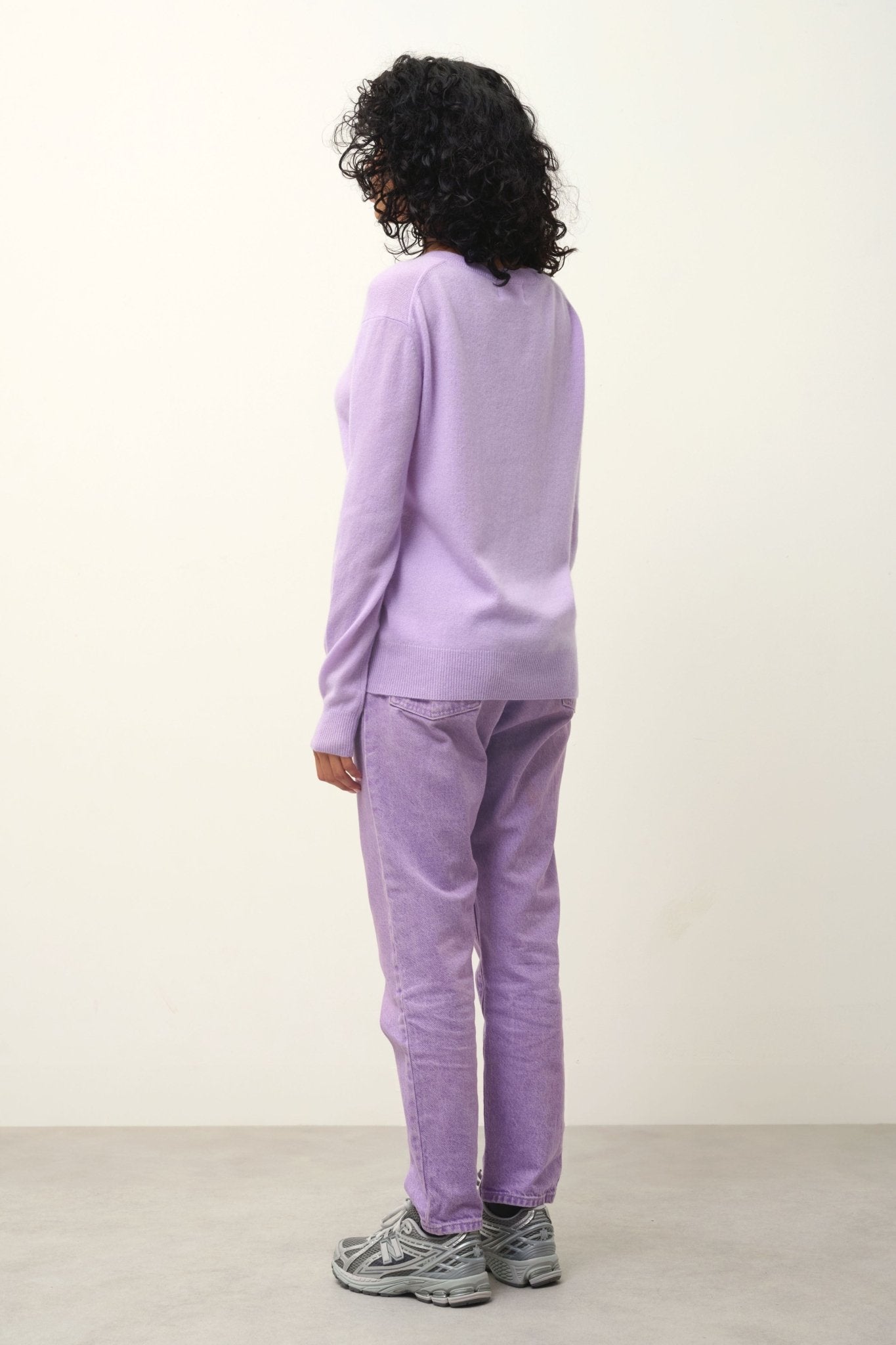 GARDORIA pull col v mauve 100% cachemire