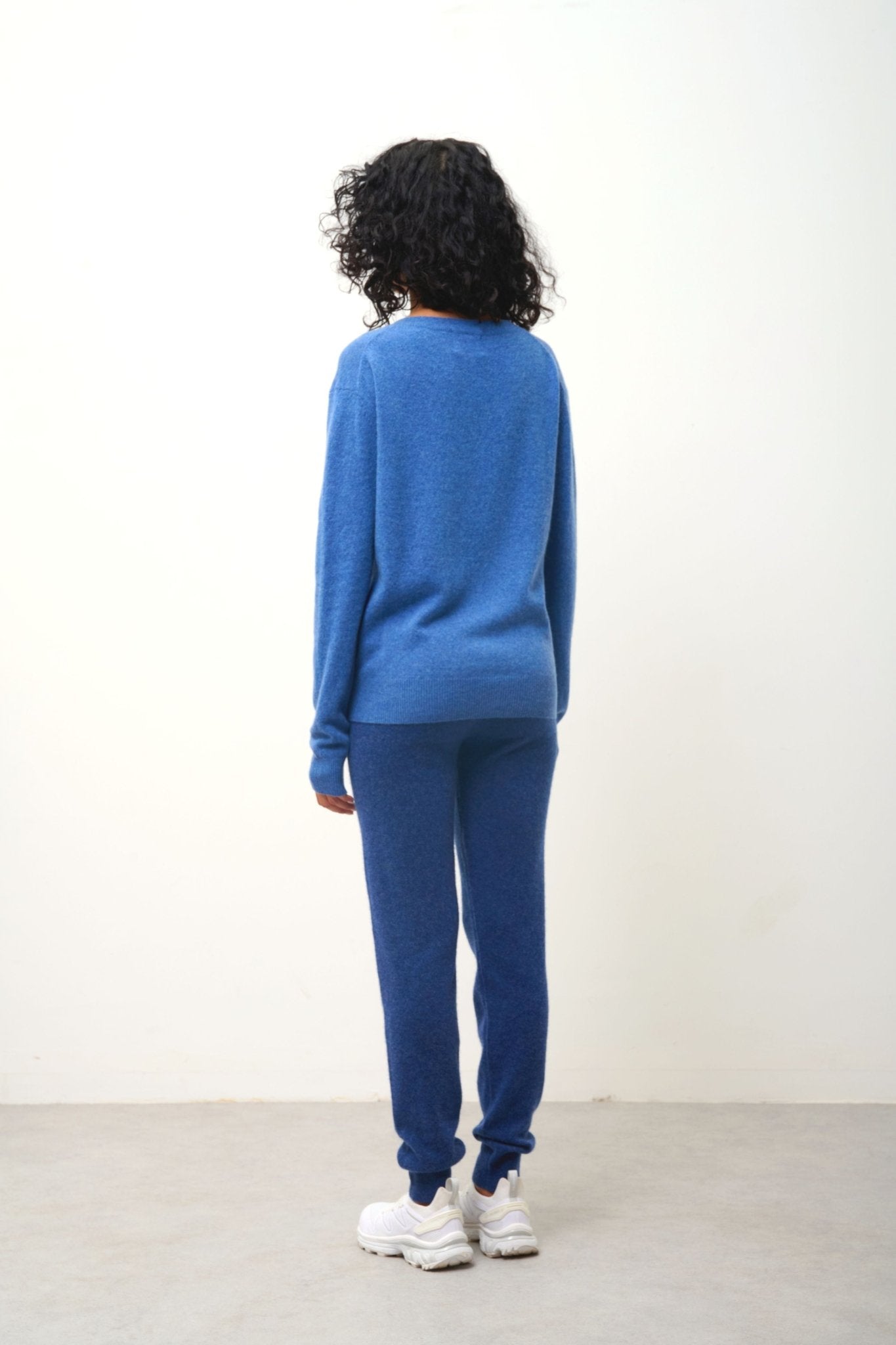 GARDORIA Pullover mit V-Ausschnitt in Denimblau aus 100% Kaschmir