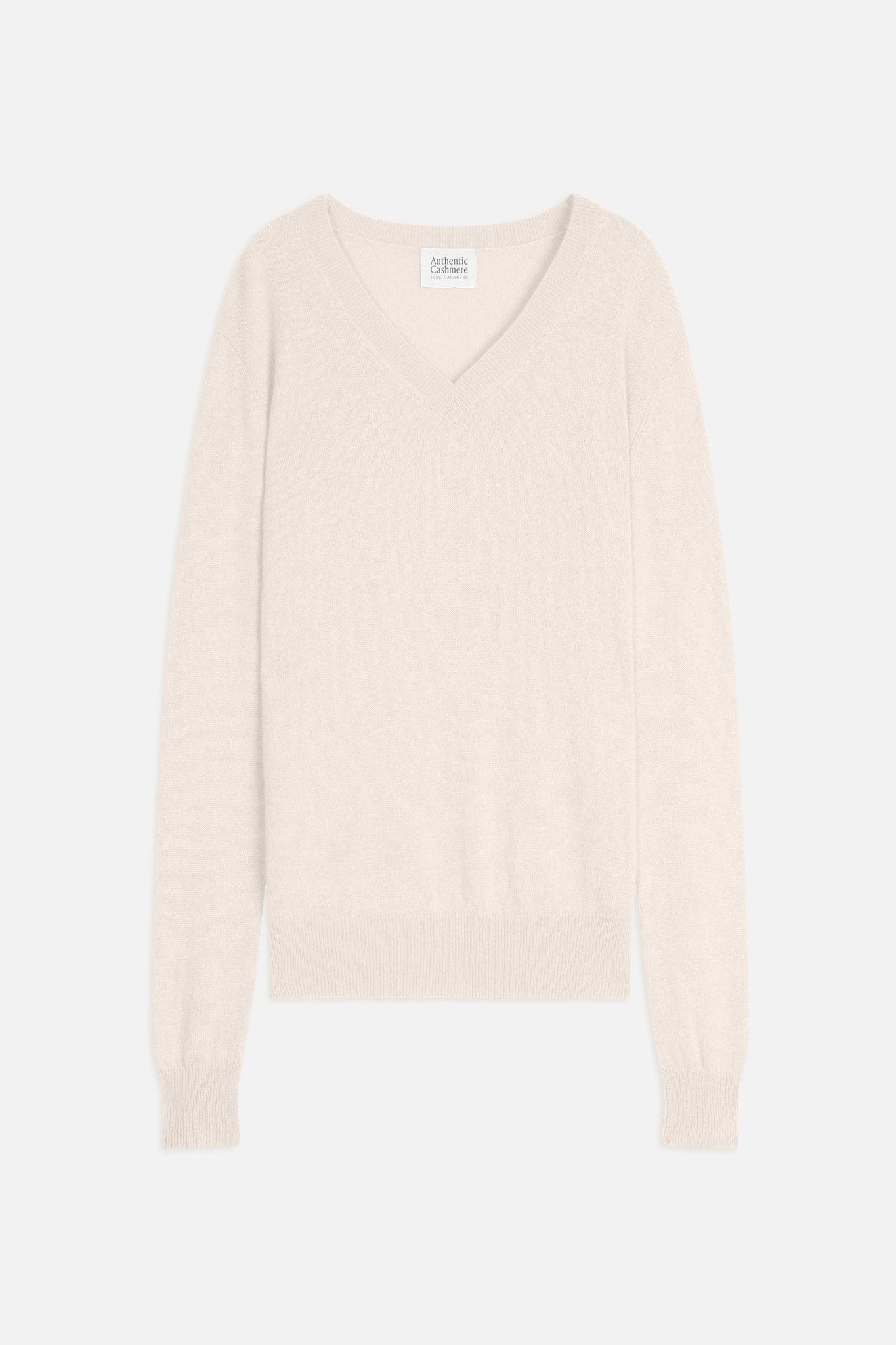 GARDORIA Elfenbeinfarbener Pullover mit V-Ausschnitt, 100 % Kaschmir