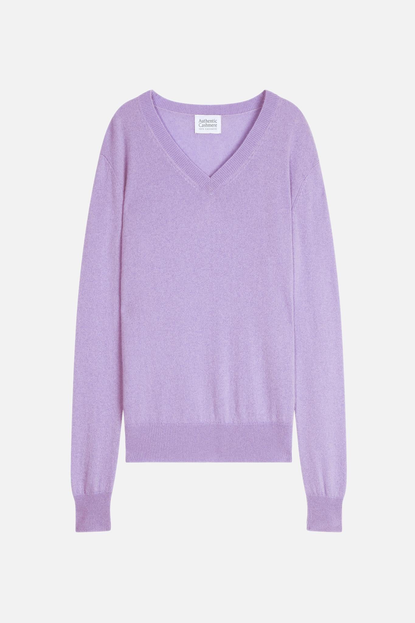 GARDORIA Pullover mit V-Ausschnitt malvenfarben 100% Kaschmir