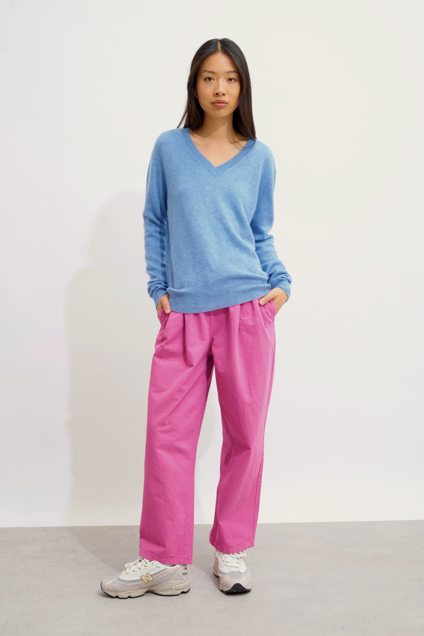 GARDORIA v-neck sweater sky 100% cashmere