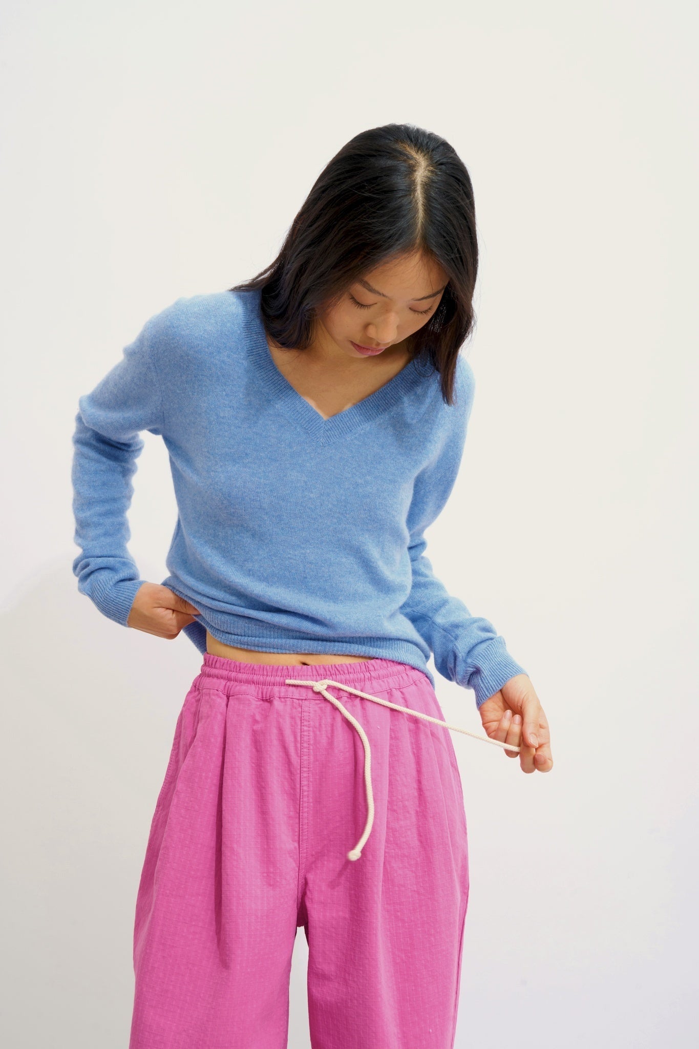 GARDORIA Pullover mit V-Ausschnitt sky 100% Kaschmir