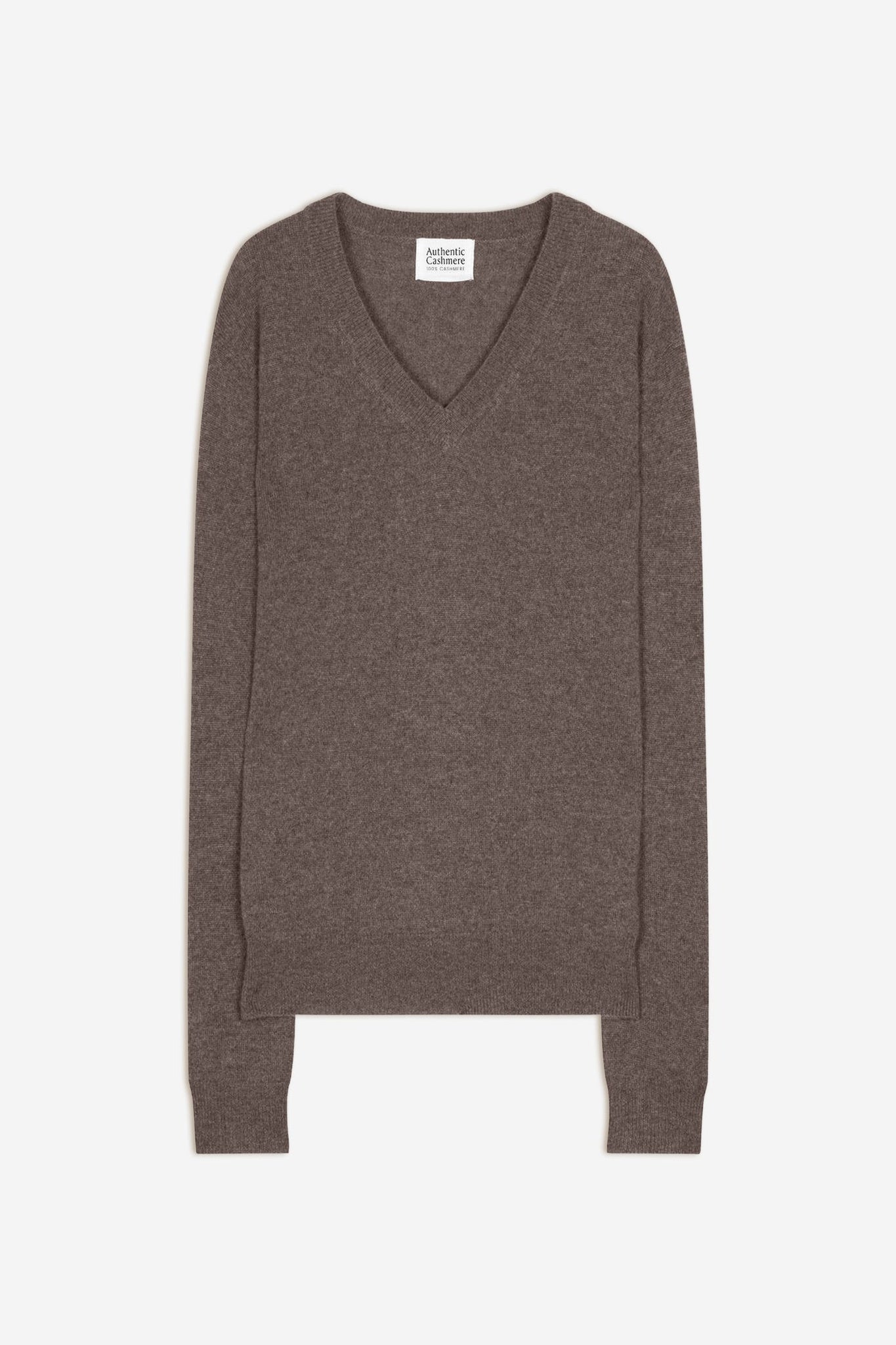 GARDORIA Pullover mit V-Ausschnitt taupe meliert 100% Kaschmir