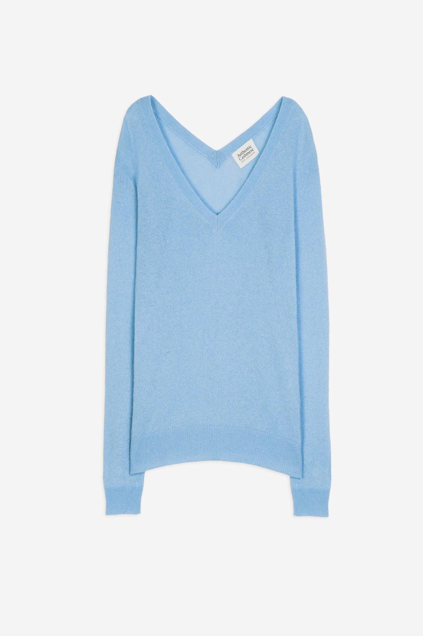 giegn pull col v devant et dos bleu inca 100% cachemire