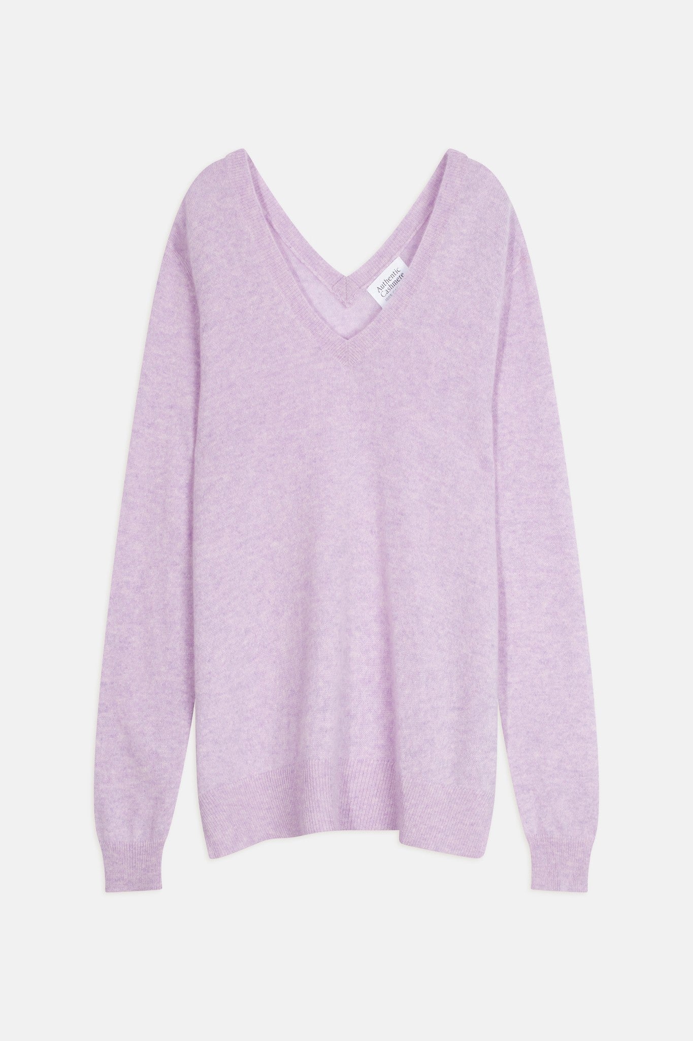 giegn pull col v devant et dos mauve chiné 100% cachemire