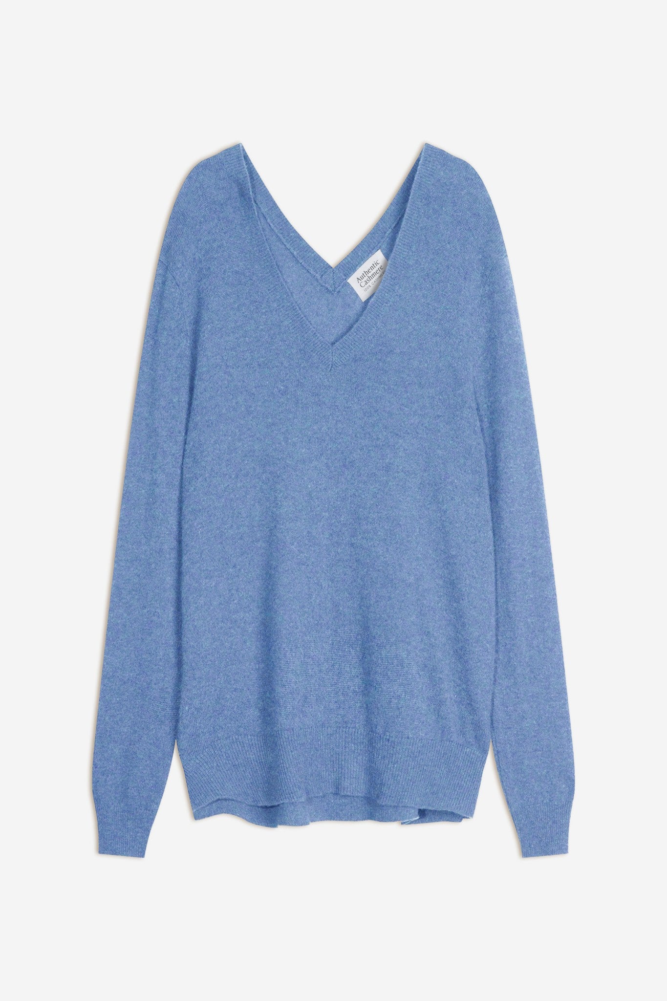 giegn pull col v devant et dos sky 100% cachemire