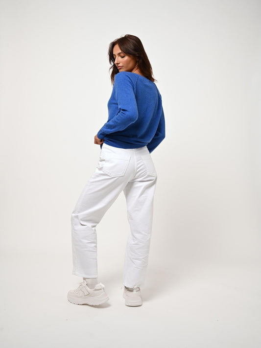 GIUSALET v-neck sweater electric blue 100% cashmere