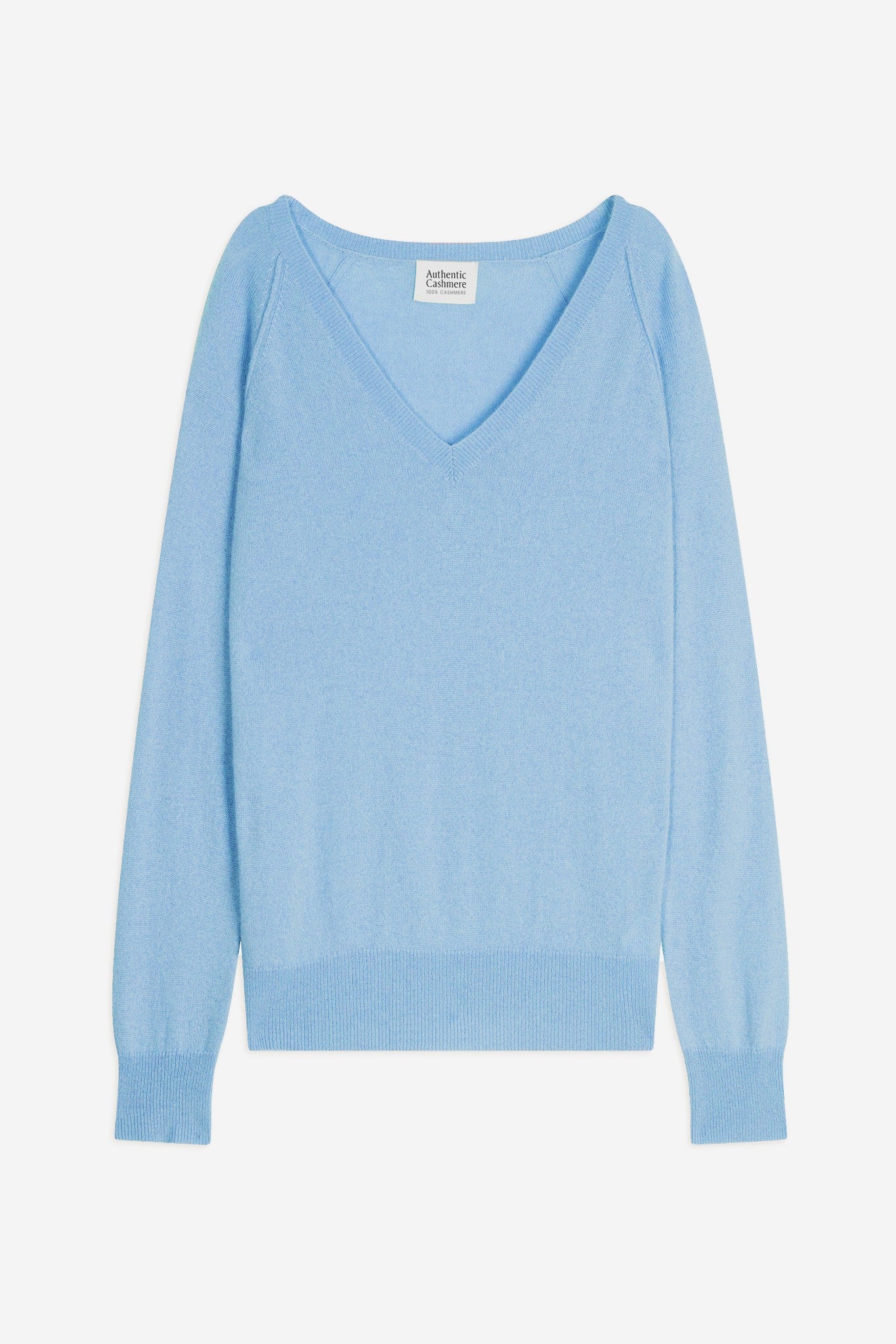giusalet pull col v bleu inca 100% cachemire