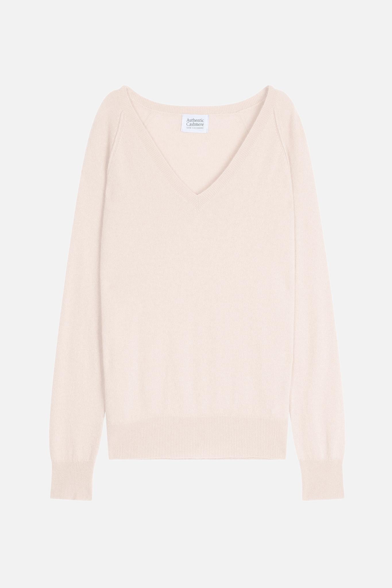 GIUSALET ivory v-neck sweater 100% cashmere