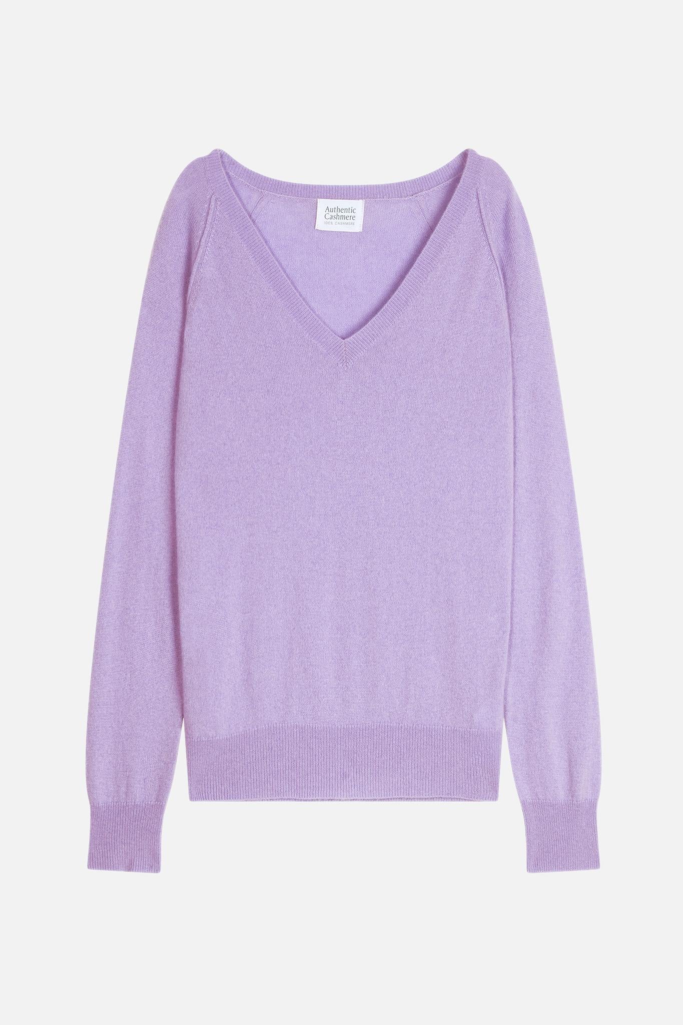 GIUSALET mauve v-neck sweater 100% cashmere