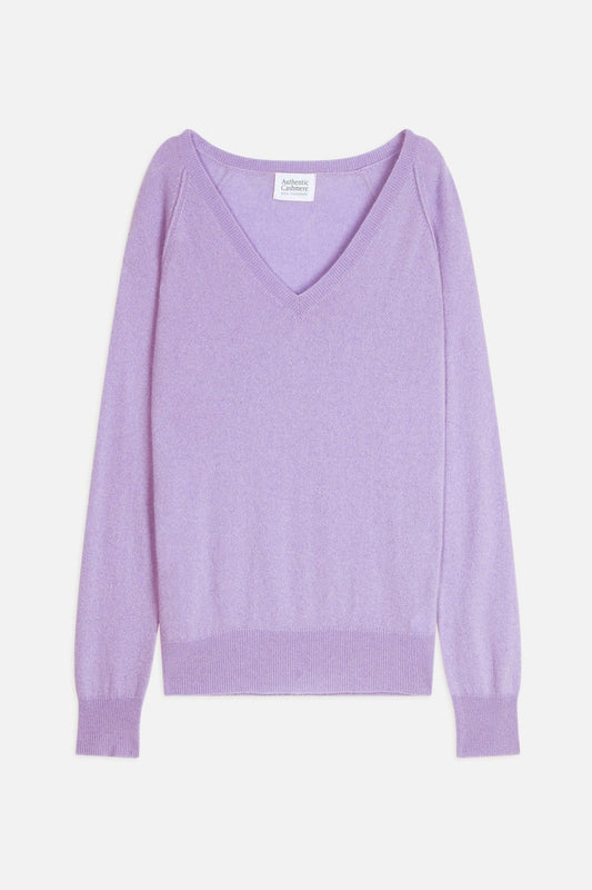 giusalet pull col v mauve 100% cachemire