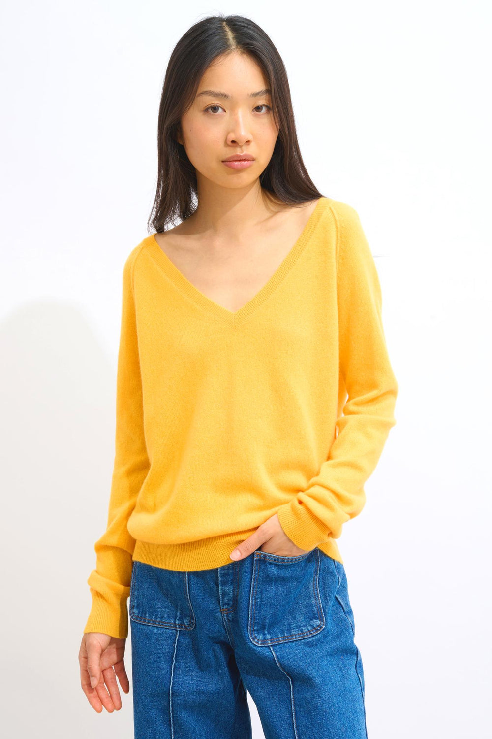 GIUSALET Pullover mit V-Ausschnitt Kleeblatt 100% Kaschmir