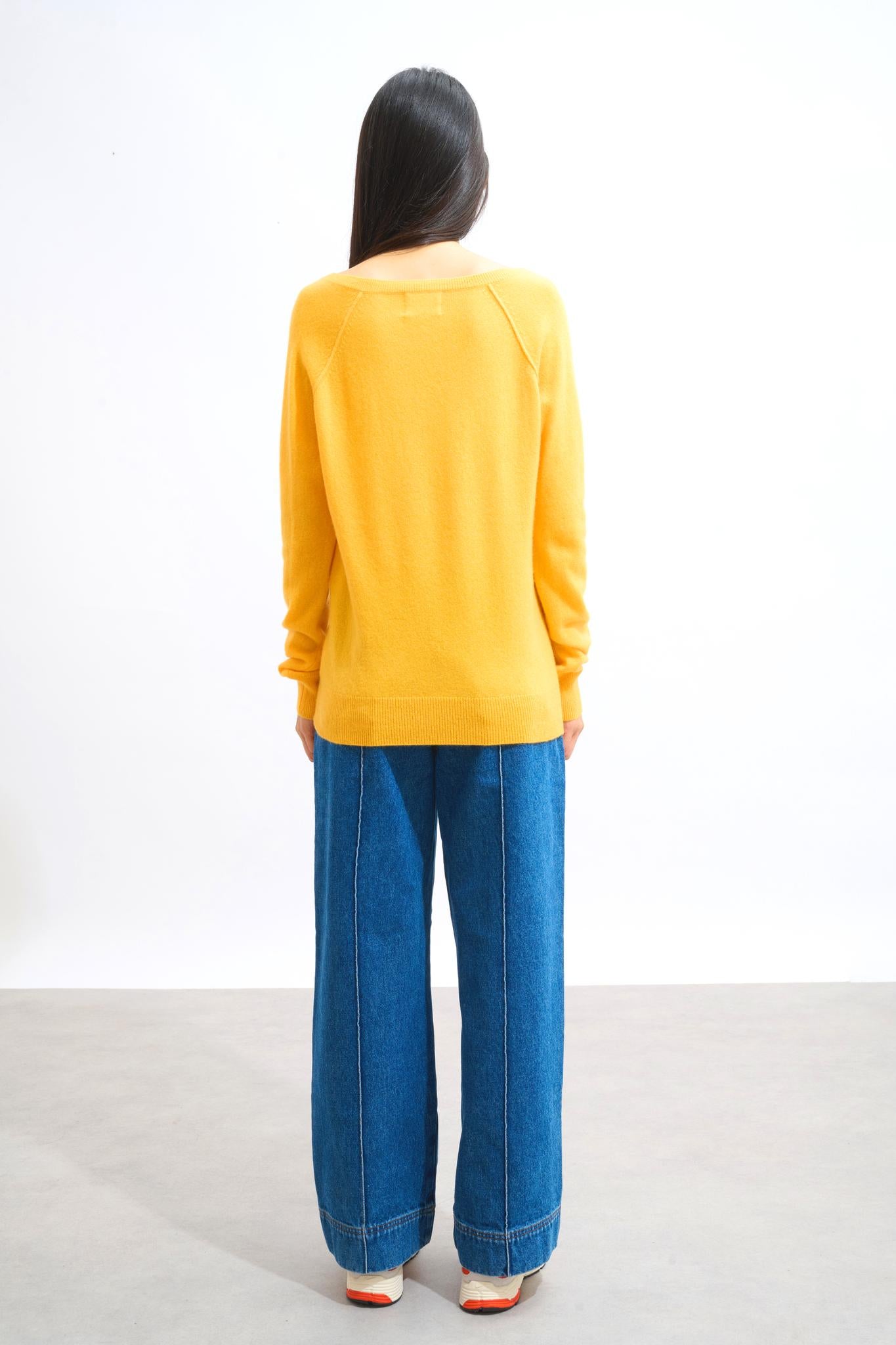 GIUSALET Pullover mit V-Ausschnitt Kleeblatt 100% Kaschmir