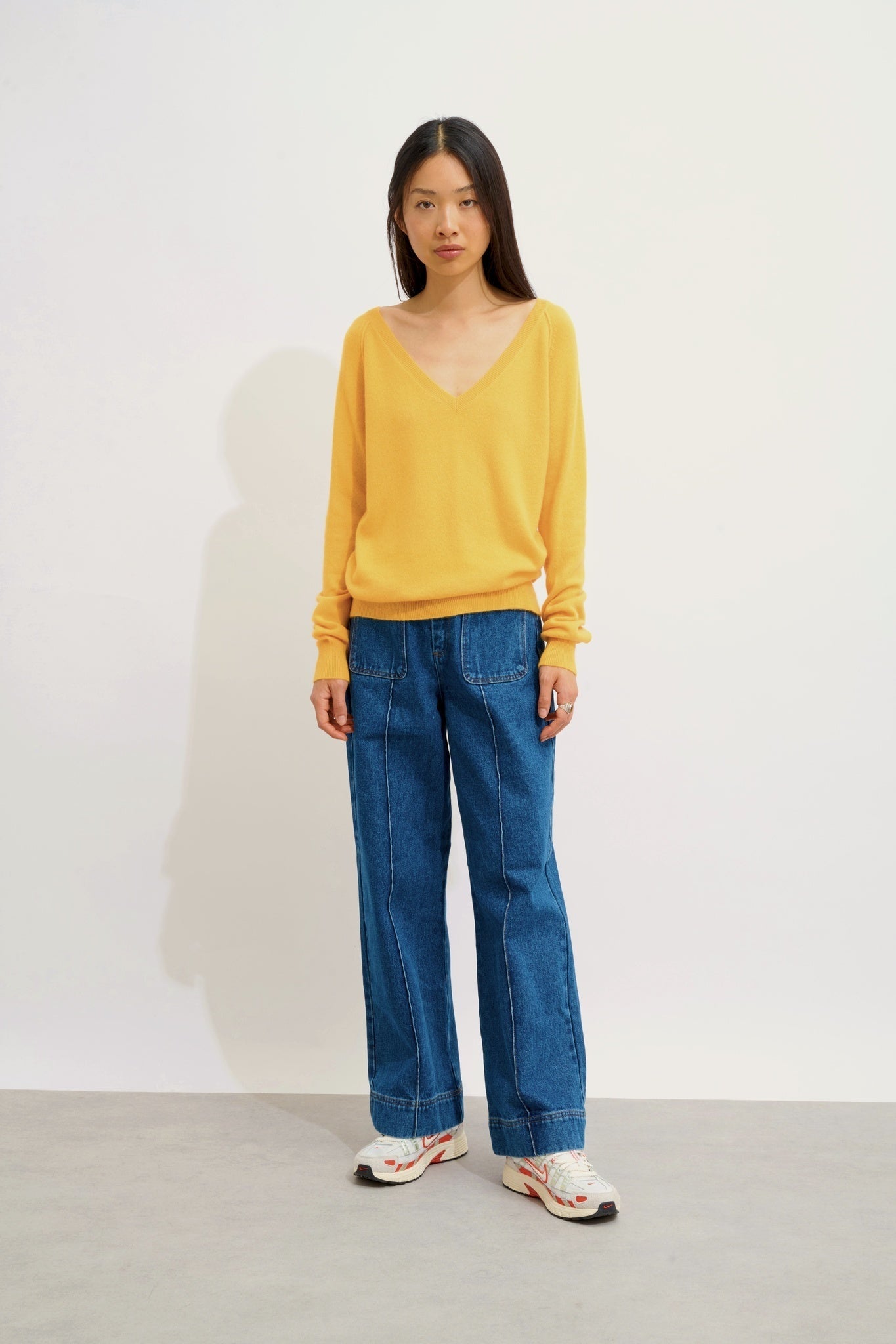 GIUSALET Pullover mit V-Ausschnitt Kleeblatt 100% Kaschmir