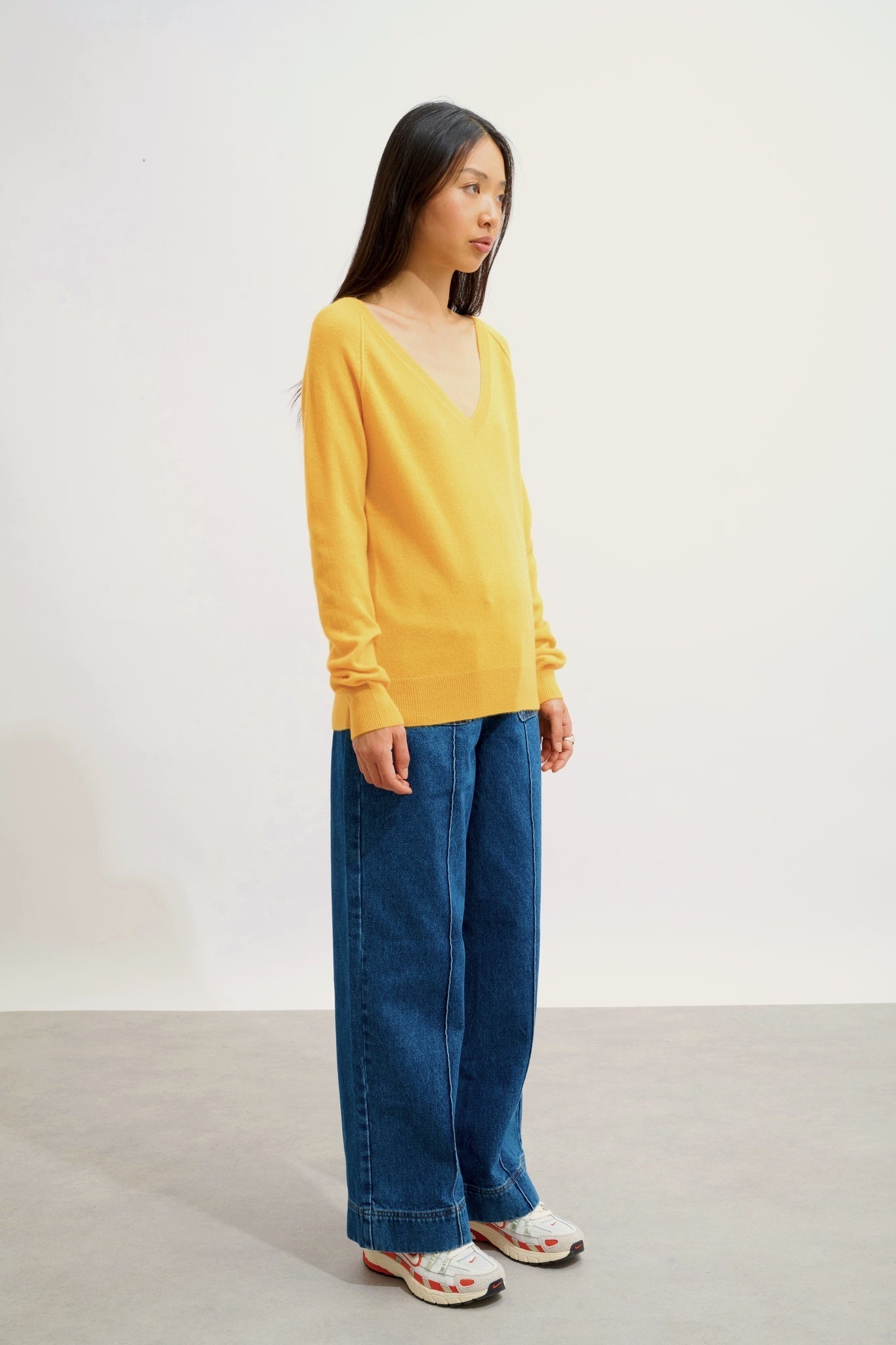 GIUSALET Pullover mit V-Ausschnitt Kleeblatt 100% Kaschmir